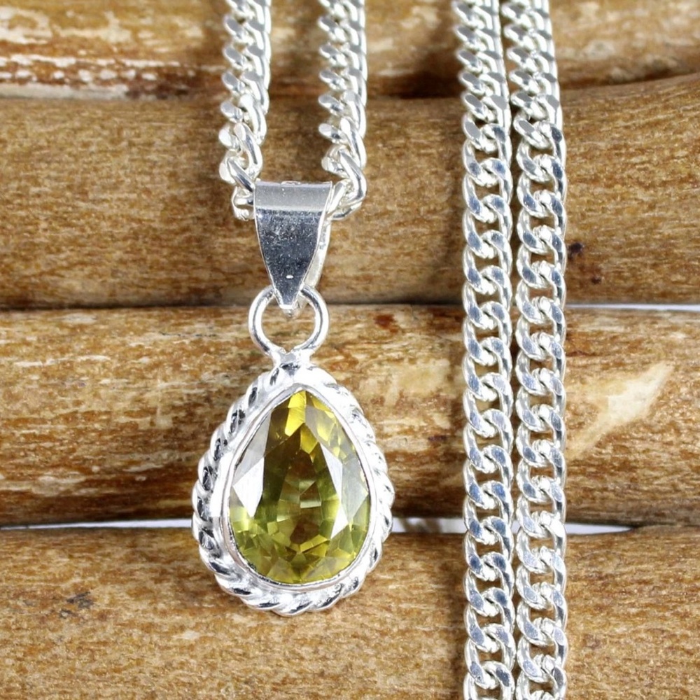 CERTIFIED 6.75CT NATURAL Yellow Sapphire Pear Cut S925 Pendant Necklace